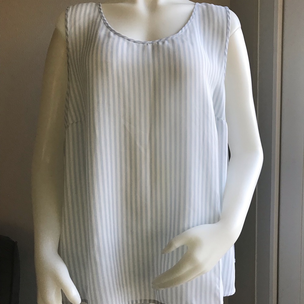 20/22W Striped Sheer Tank Top